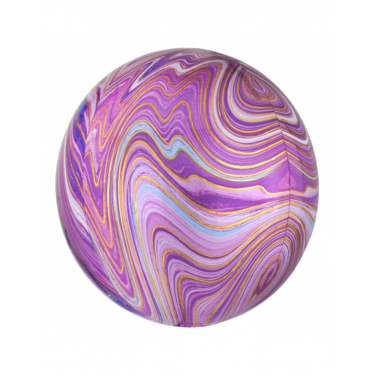 3D-Ballon rund lila marmoriert 45 cm