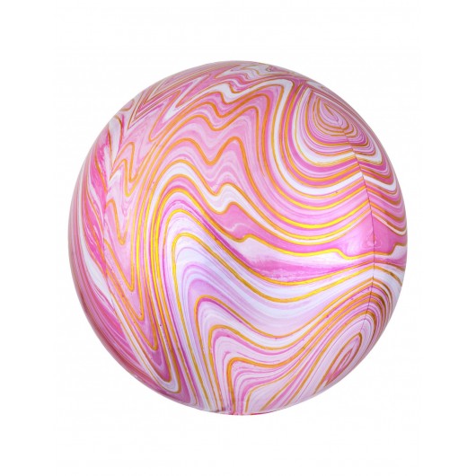 3D-Ballon rund rosa marmoriert 45 cm