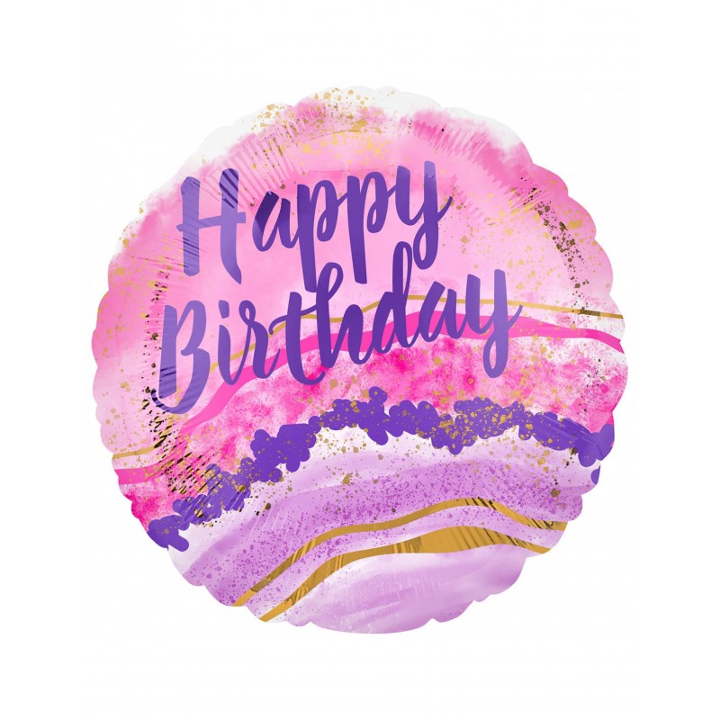 Mylar-Ballon Happy Birthday Aquarell 45 cm