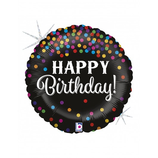 Mylar-Ballon Happy Birthday glitzernd 45 cm