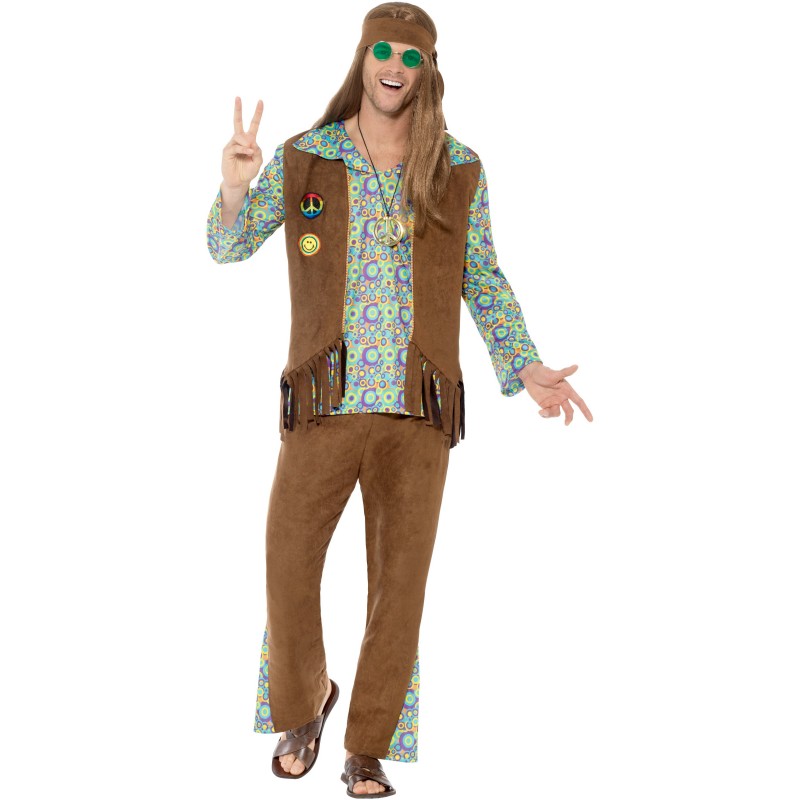 Hippie Kostüm 60er Multicolor für Herren (S)