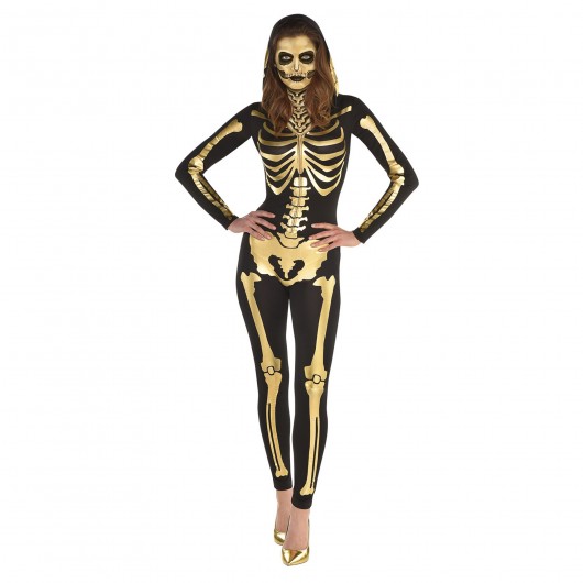 Kostüm goldenes Skelett für Frauen