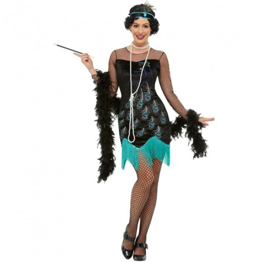 Kostüm Charleston mit Federn für Frauen
