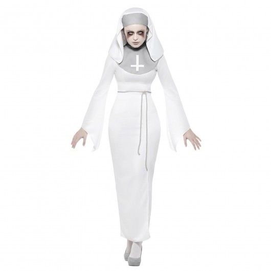 Kostüm grimmige Nonne weiß für Frauen