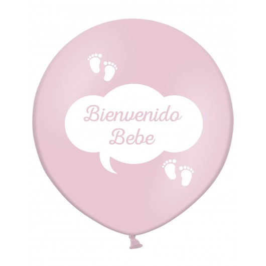 1 Riesenluftballon Bienvenido bebé rosa 90 cm