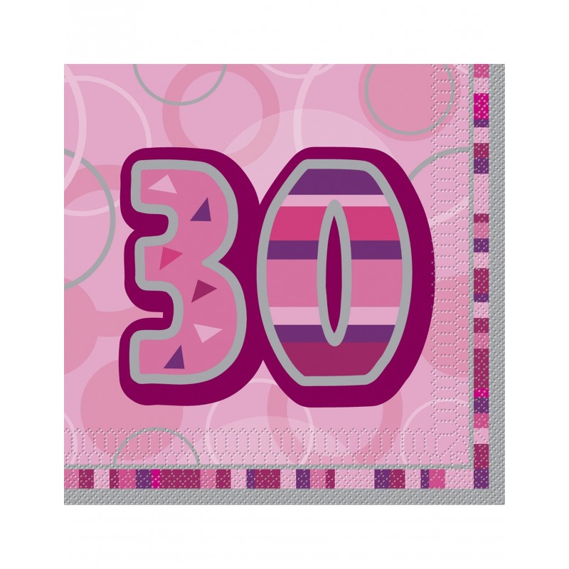 16x rosa Glitzerservietten Nr. 30 33cmx33cm