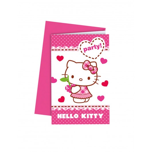 6x Einladungen Hello Kitty