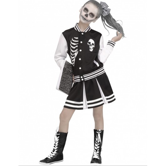Skelett-Chearleader-Kostüm für Mädchen