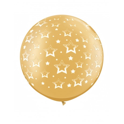 Riesenballon gold mit Sternen 90 cm