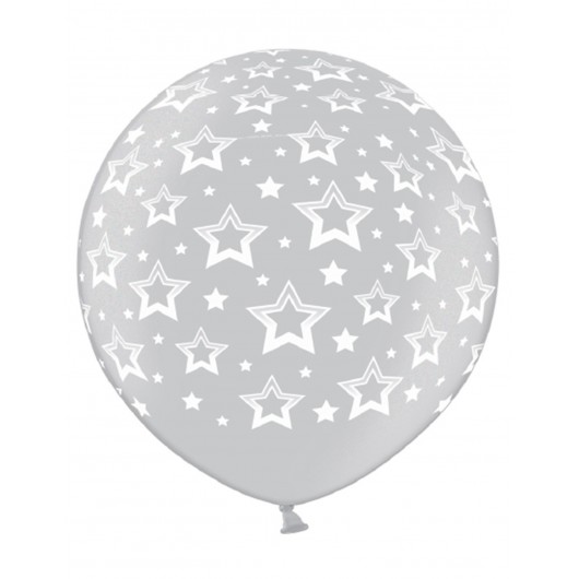 Risesenballon silber mit Sternen 90 cm
