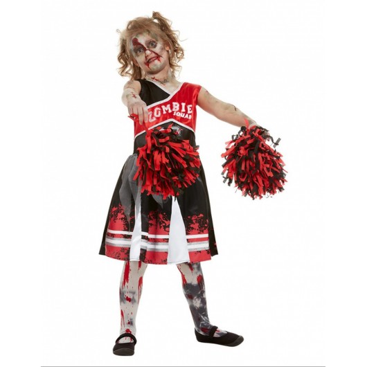 Kostüm Zombie Cheerleaderin rot für Mädchen