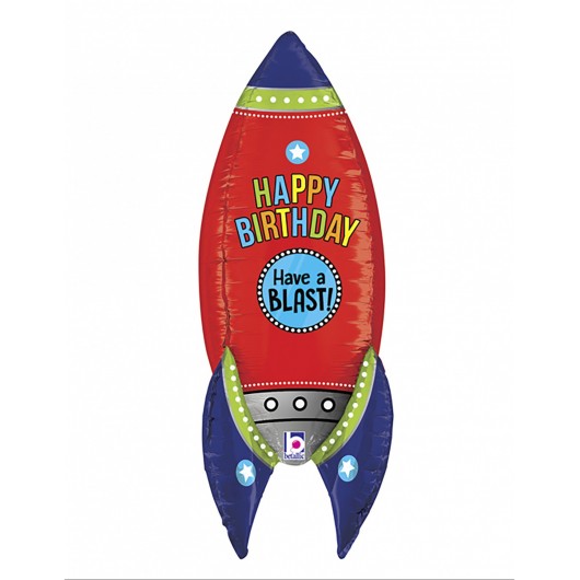 Formballon Rakete Happy Birthday 91 cm