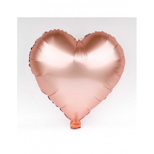 Mylar-Ballon roségoldenes Herz matt 45 cm