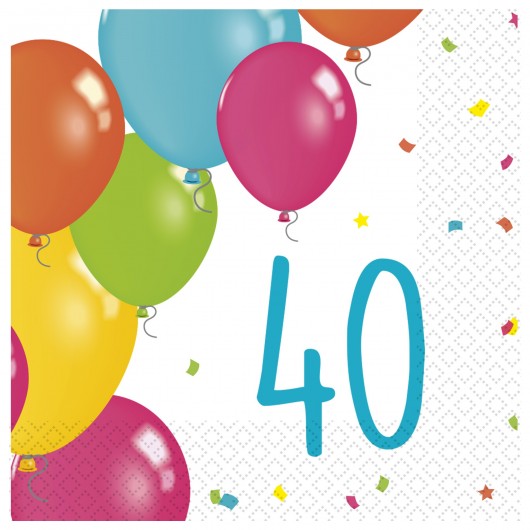 20x Serviette 40 Jahre Partyballons