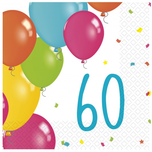 20x Serviette 60 Jahre Partyballons