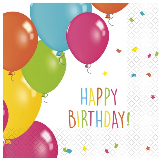 20x Serviette 'Happy Birthday' Partyballons
