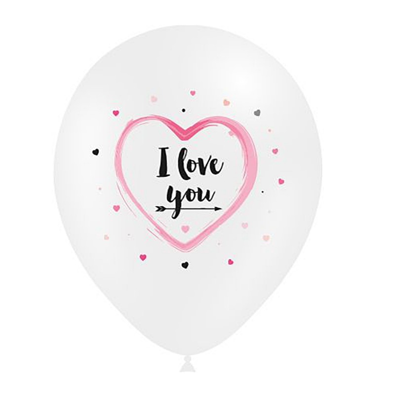 8x Latexballon weiß ''I LOVE YOU''