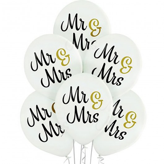 6x Latexballon Mr & Mrs