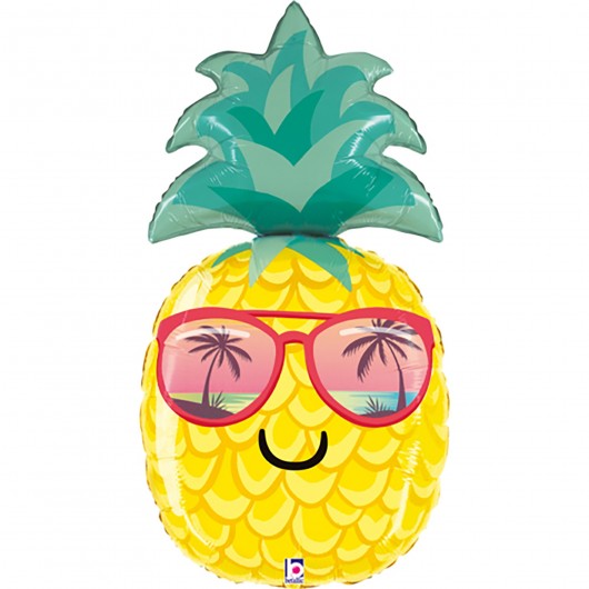 Formballon lächelnde Ananas Brille 94 cm