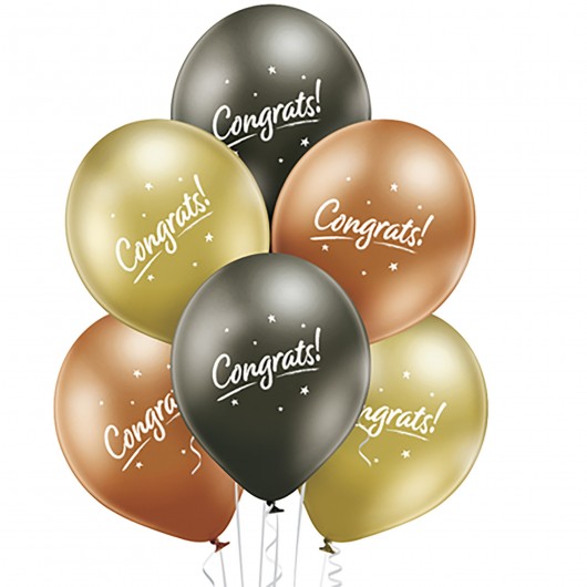 6x Latexballon Chrome Congrats