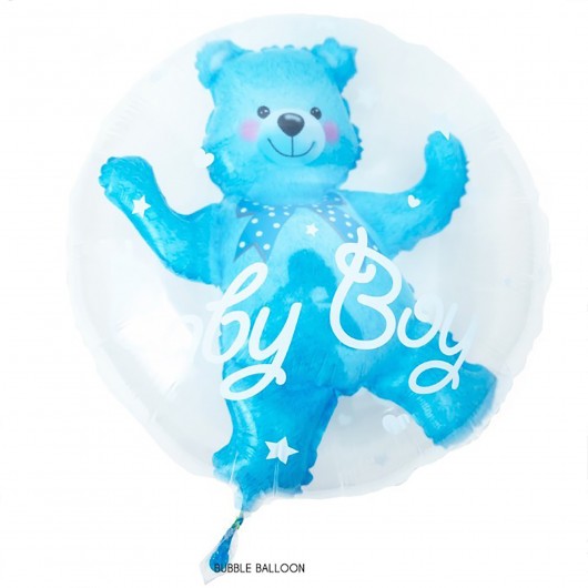 Bubble-Ballon transparent Bär blau 50 cm