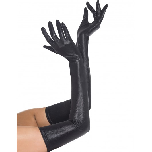 Schwarze Handschuhe mit Nass-Effekt