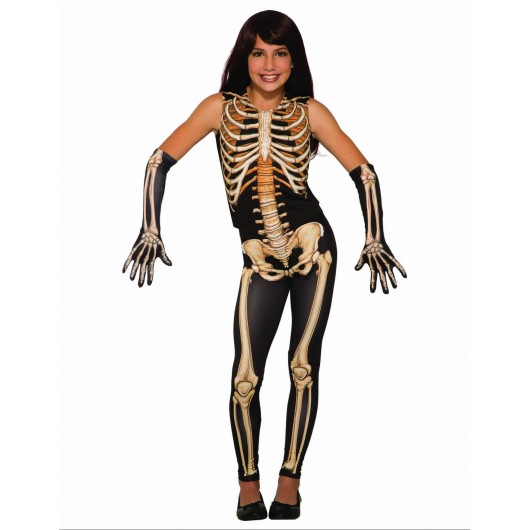 Kostüm realistisches Skelett für Mädchen