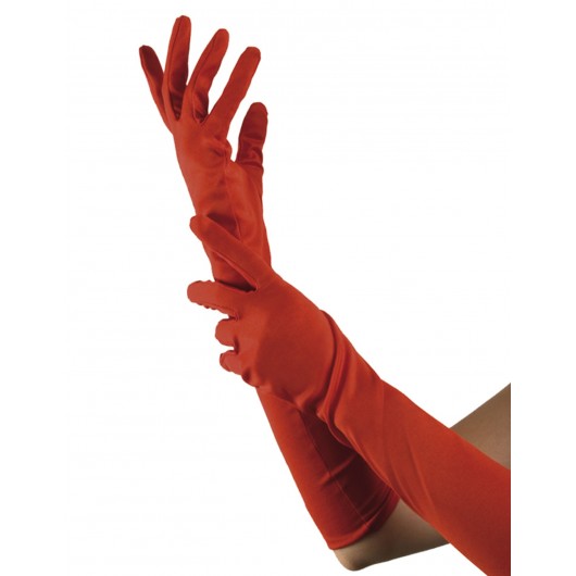 Rote extralange Satin-Handschuhe