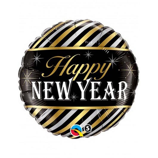 Mylar-Ballon 'Happy New Year' Streifen