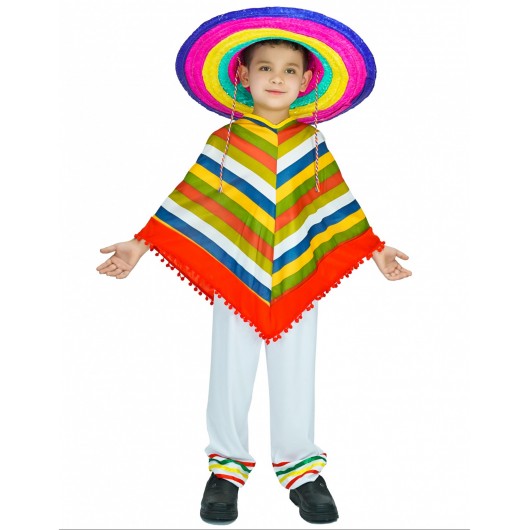 Mexikanischer Poncho Kostüm für Kinder (10-12)