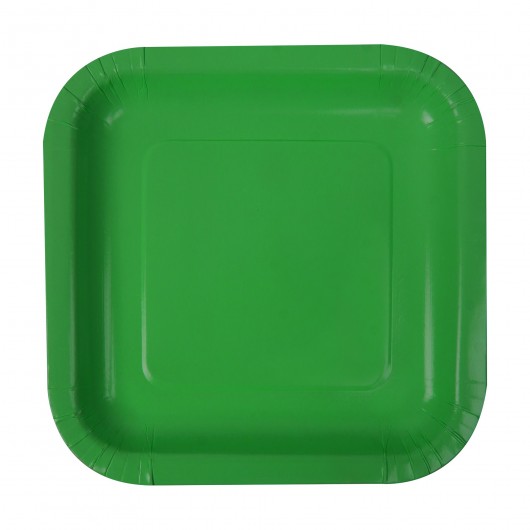 8x Papierteller quadratisch grün 23 cm