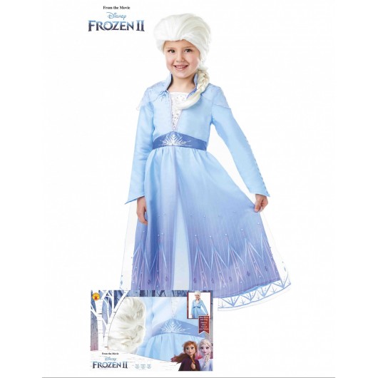 Kostüm Elsa mit Perücke Frozen 2 für Mädchen