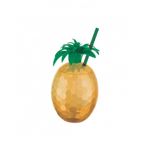 Ananas-Glas mit Strohhalm