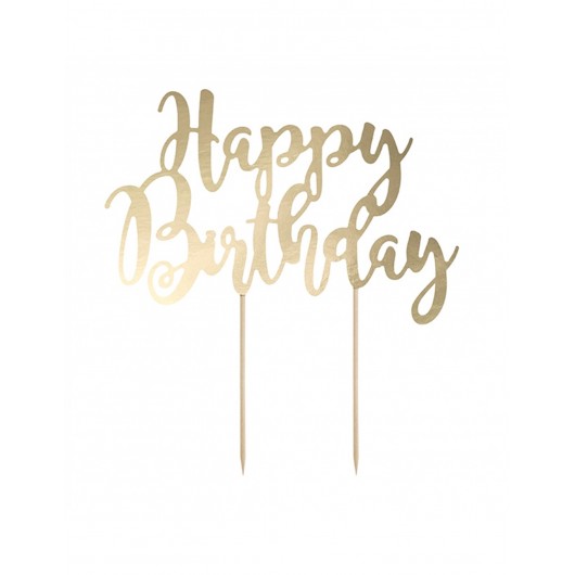 Cake Topper ''Happy Birthday'' gold