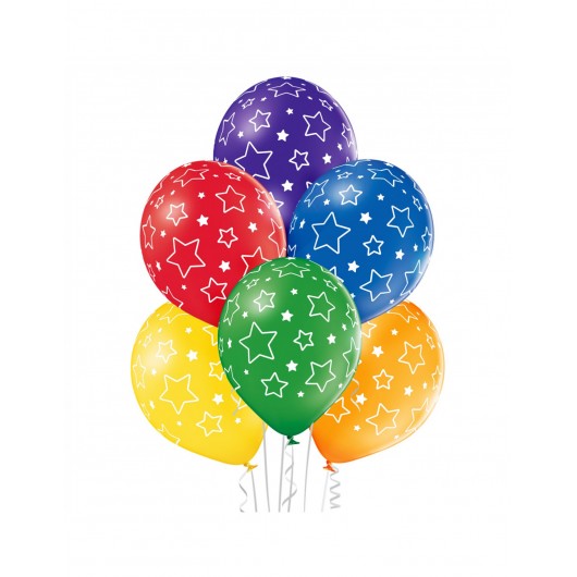 6x Ballon Stern All Around-Druck 27 cm