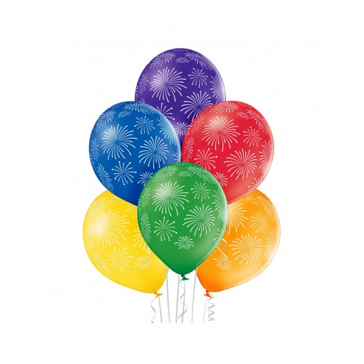6x Luftballon Feuerwerk All Around-Druck 27 cm
