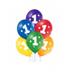6x Luftballon Nr. 1 27 cm