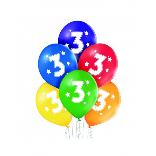 6x Luftballon Nr. 3 27 cm