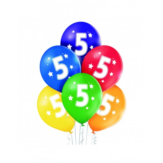 6x Luftballon Nr. 5 27 cm