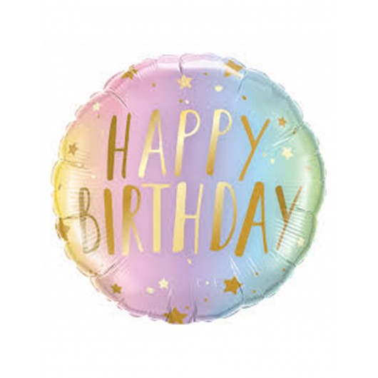 Mylar-Ballon Birthday Pastel 45 cm