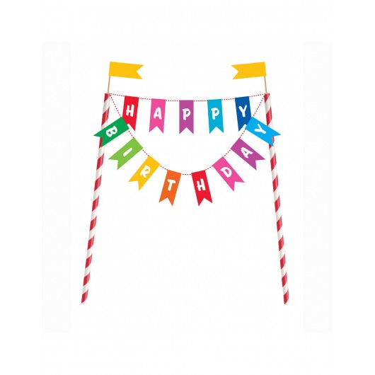 Cake Topper Banner ''Happy Birhtday'' Ballon