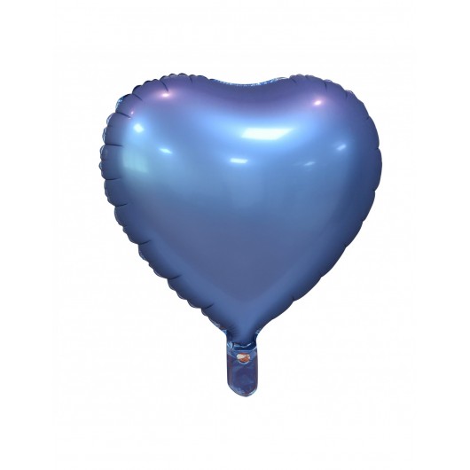 Mylar-Ballon Herz blau matt 45 cm