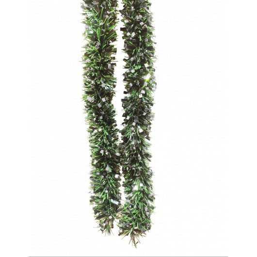 Lametta grün silberne Spitzen 13 cm x 2 m