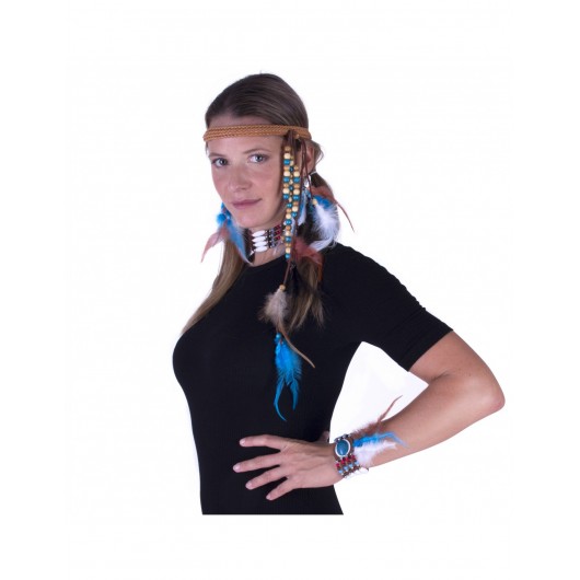 Indianerkot: Haarreif + Ohrringe + Halskette + Armreif