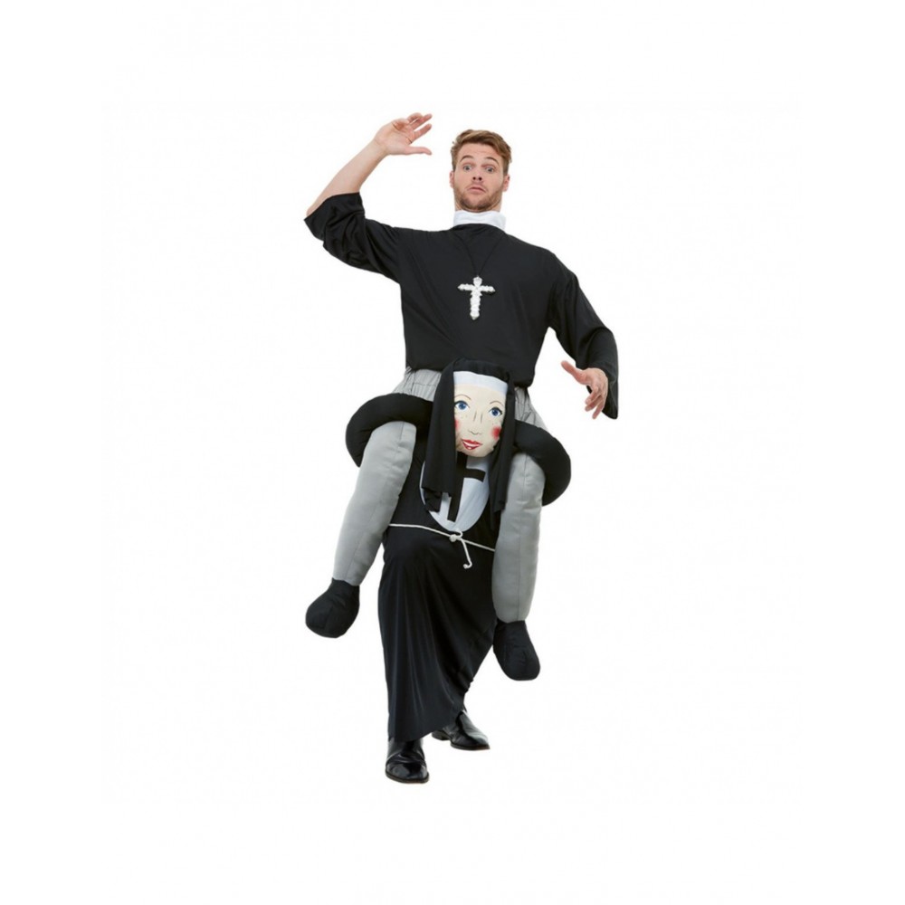 Nonnen-Piggyback-Kostüm für Erwachsene