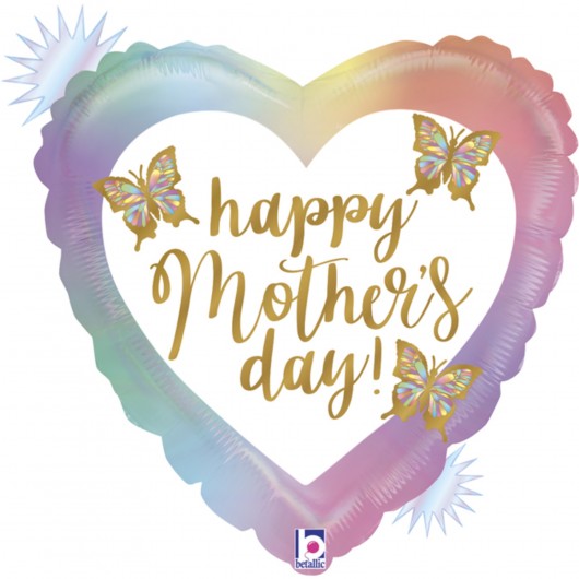 Mylar-Ballon Herz Schmetterling Happy Mother's Day 45 cm