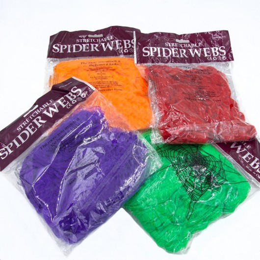 Spinnenwebe 20 g unsortierte Farben mit Spinnen