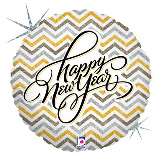 Mylar-ballon holografisch ''Happy New Year'' 45 cm