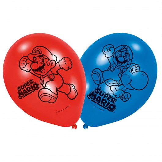 6x Latexluftballon Super Mario 23 cm
