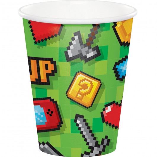8x Becher Gaming Party 270 ml